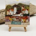 Malowany kafelek Małe miasteczko