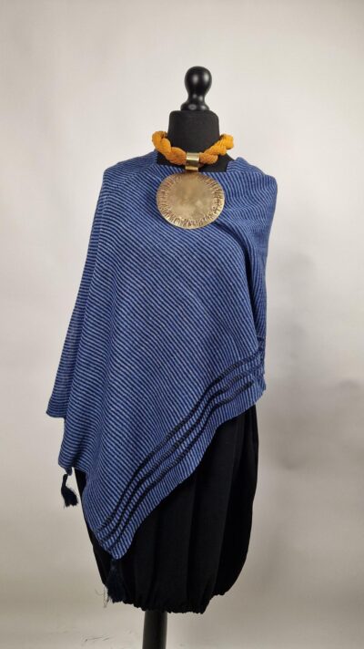 Ponczo Jeansowy Blu w paski