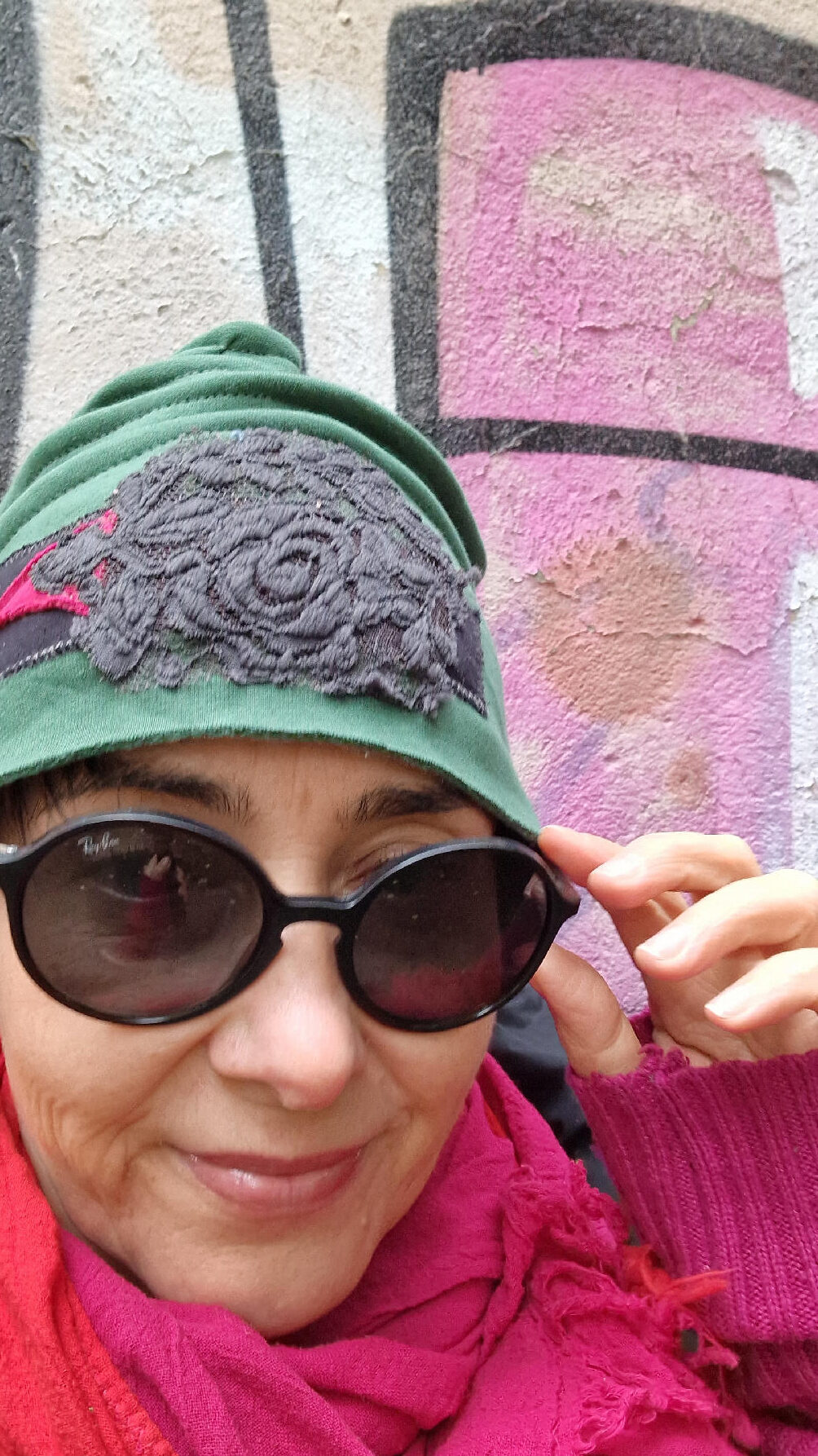 czapka_zielona_szary_kwiat_3 Czapka Zielona Luisa - obrazek 4