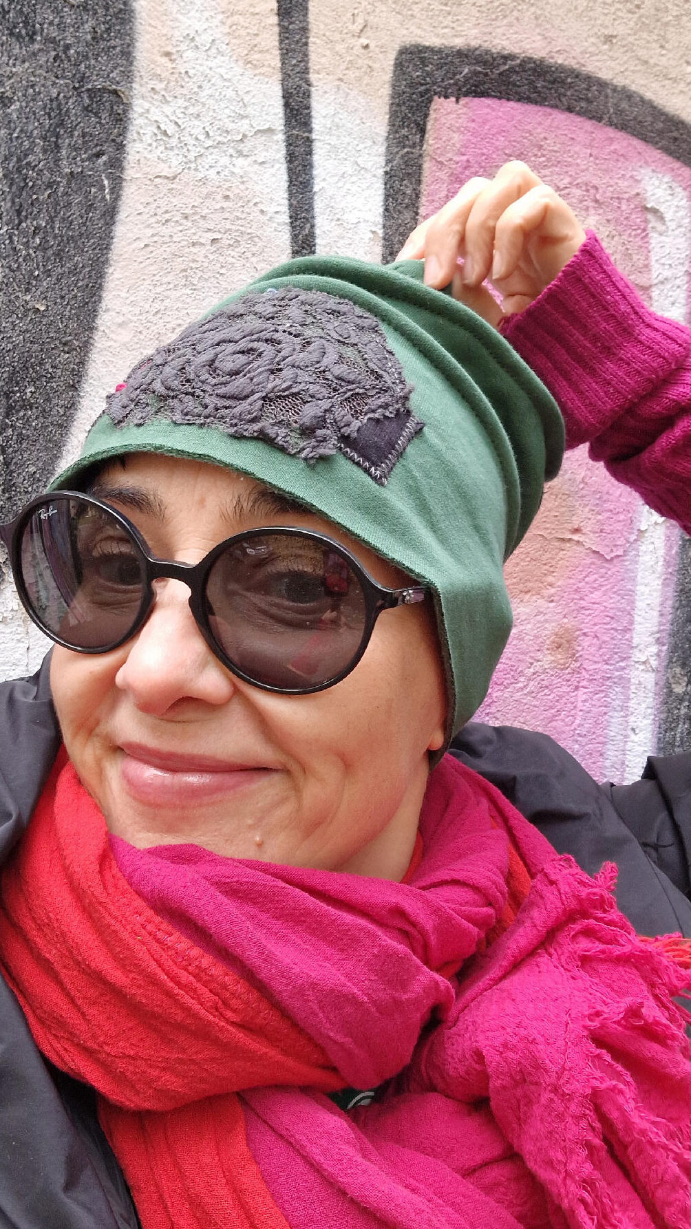 czapka_zielona_szary_kwiat_8 Czapka Zielona Luisa - obrazek 9